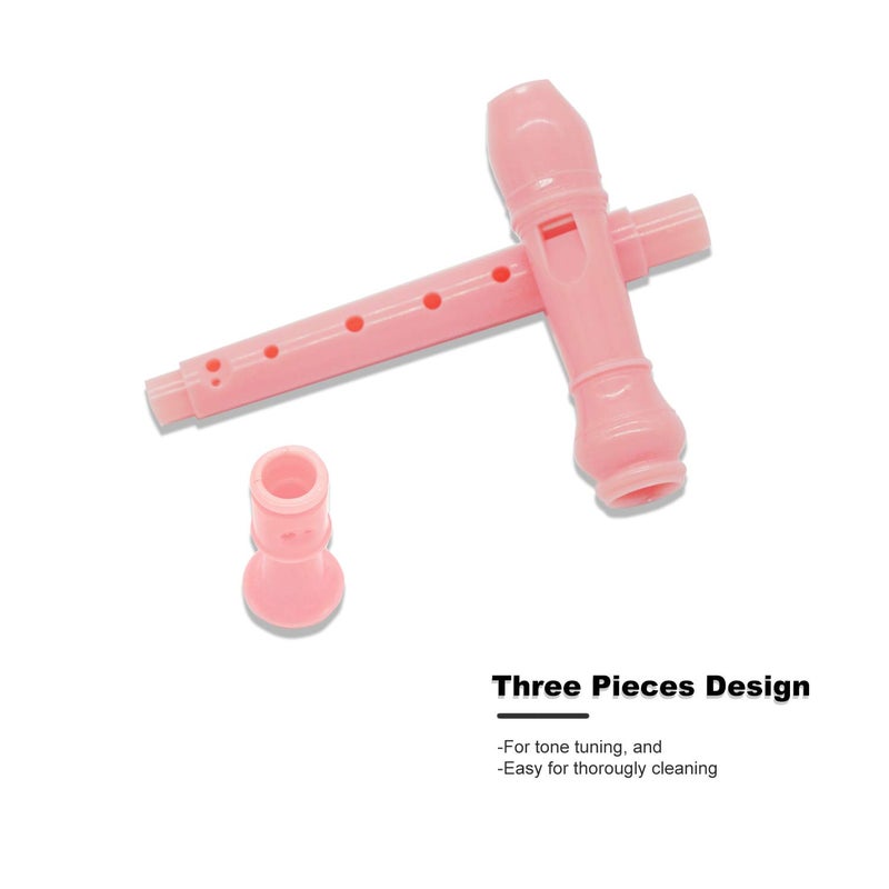 ENGIEGEE SJOYS ENGIEGEE 8-Hole Soprano Descant Recorder Kids Music Flute with Cleaning Rod & Case Bag For School Student Home Entertainment Pink - Image 2